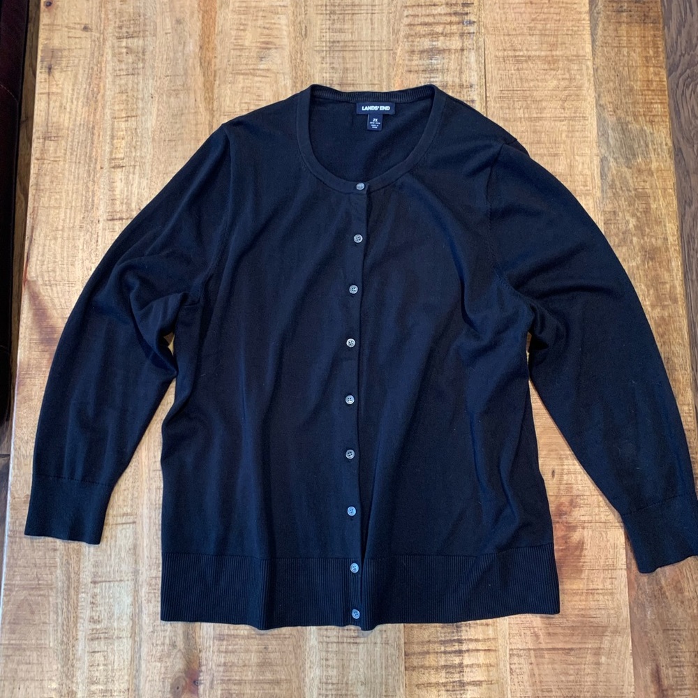 Lands’ End Black Cardigan 2X